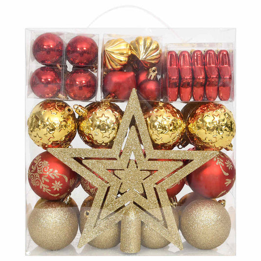 Vidaxl 70-delige kerstballenset goud en rood