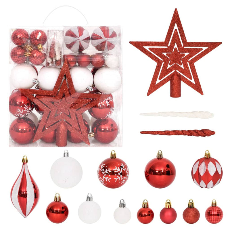 Load image into Gallery viewer, VidaXL 64-delige Kerstballenset rood en wit
