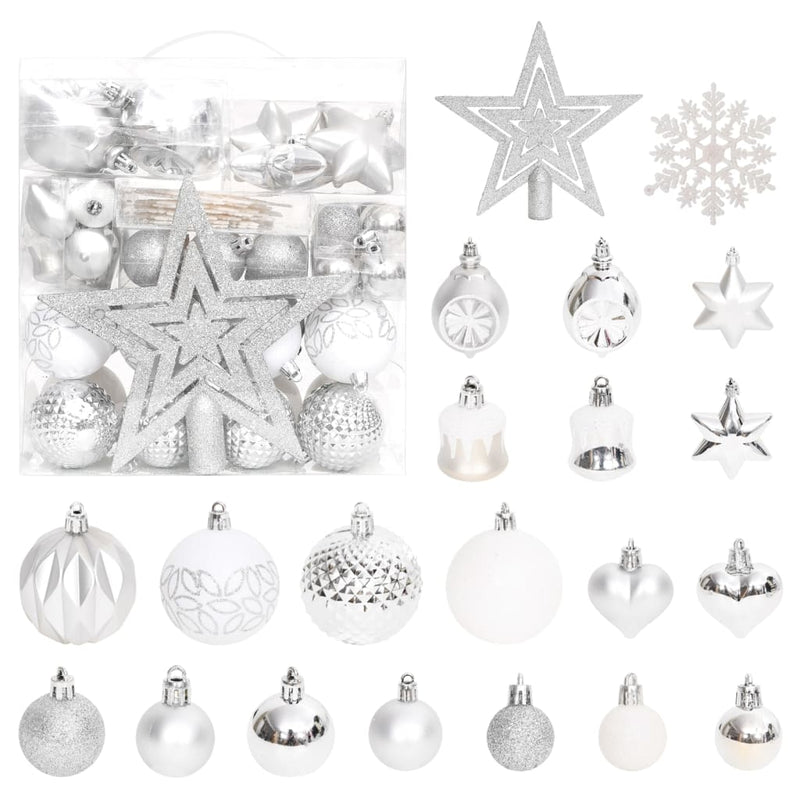 Load image into Gallery viewer, VidaXL 70-delige Kerstballenset zilver en wit

