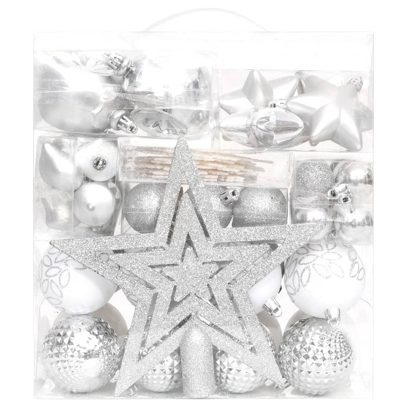 Load image into Gallery viewer, VidaXL 70-delige Kerstballenset zilver en wit
