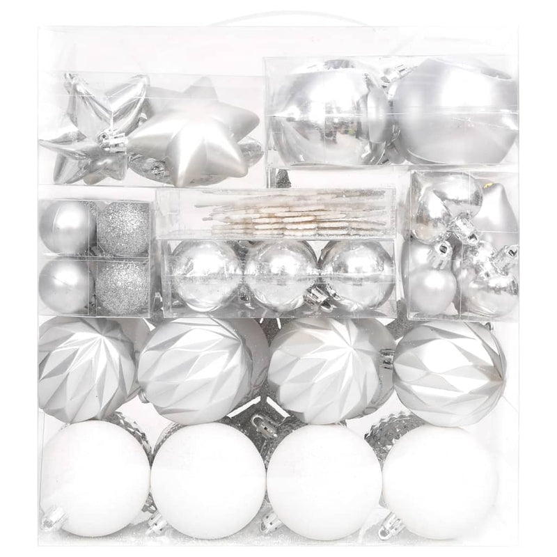 Load image into Gallery viewer, VidaXL 70-delige Kerstballenset zilver en wit
