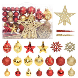 Vidaxl 108-delige kerstballenset goud en rood