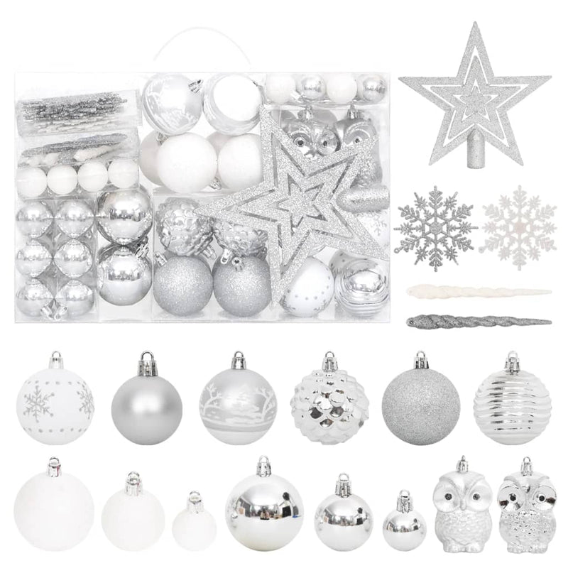 Load image into Gallery viewer, VidaXL 108-delige Kerstballenset zilver en wit
