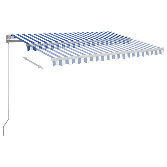 Vidaxl luifel handmatig uittrekbaar met led 300x250 cm blauw en wit