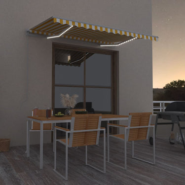 Vidaxl luifel handmatig uittrekbaar met led 300x250 cm geel en wit