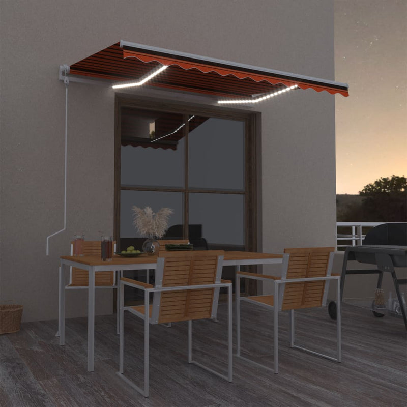 Load image into Gallery viewer, Vidaxl luifel automatisch met led windsensor 350x250 cm oranje bruin
