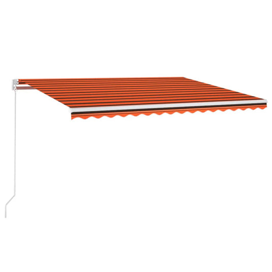 VidaXL Luifel handmatig uittrekbaar met LED 400x350 cm oranje en bruin