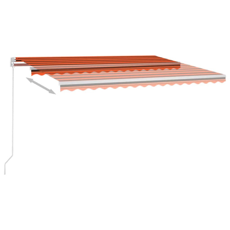 Load image into Gallery viewer, VidaXL Luifel handmatig uittrekbaar met LED 450x350 cm oranje en bruin
