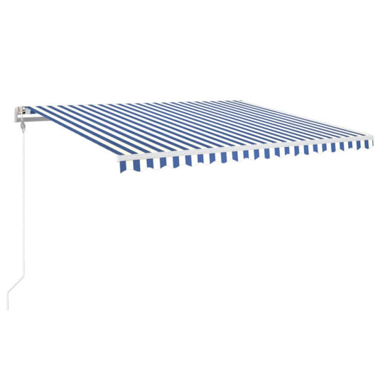 VidaXL Luifel automatisch met LED en windsensor 450x350 cm blauw wit