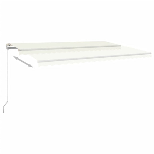 VidaXL Luifel handmatig uittrekbaar met LED 500x350 cm crèmekleurig