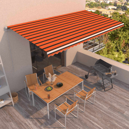 VidaXL Luifel handmatig uittrekbaar 600x350 cm oranje en bruin