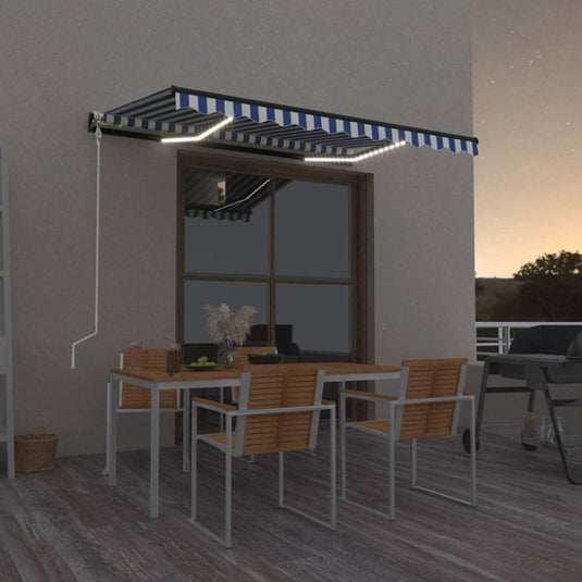 Vidaxl luifel automatisch met led en windsensor 300x250 cm blauw wit