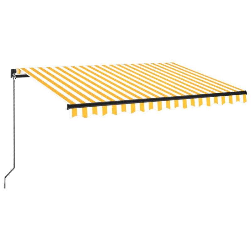 Afbeelding laden in galerijviewer, VidaXL Luifel handmatig uittrekbaar 350x250 cm geel en wit
