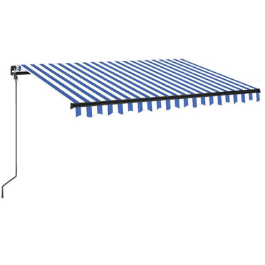 Vidaxl luifel handmatig uittrekbaar met led 350x250 cm blauw en wit