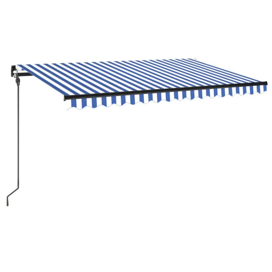Vidaxl luifel handmatig uittrekbaar met led 400x300 cm blauw en wit