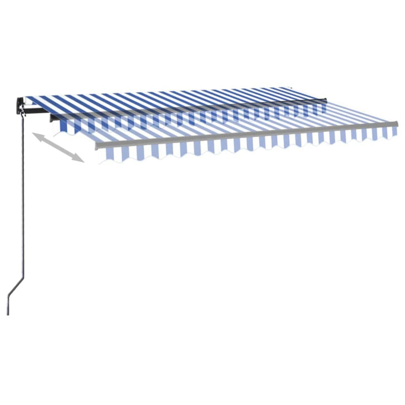 Load image into Gallery viewer, Vidaxl luifel handmatig uittrekbaar met led 400x300 cm blauw en wit
