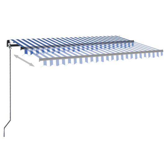VidaXL Luifel automatisch met LED en windsensor 400x300cm blauw en wit