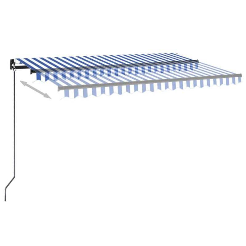 Afbeelding laden in galerijviewer, VidaXL Luifel automatisch met LED en windsensor 450x300 cm blauw wit
