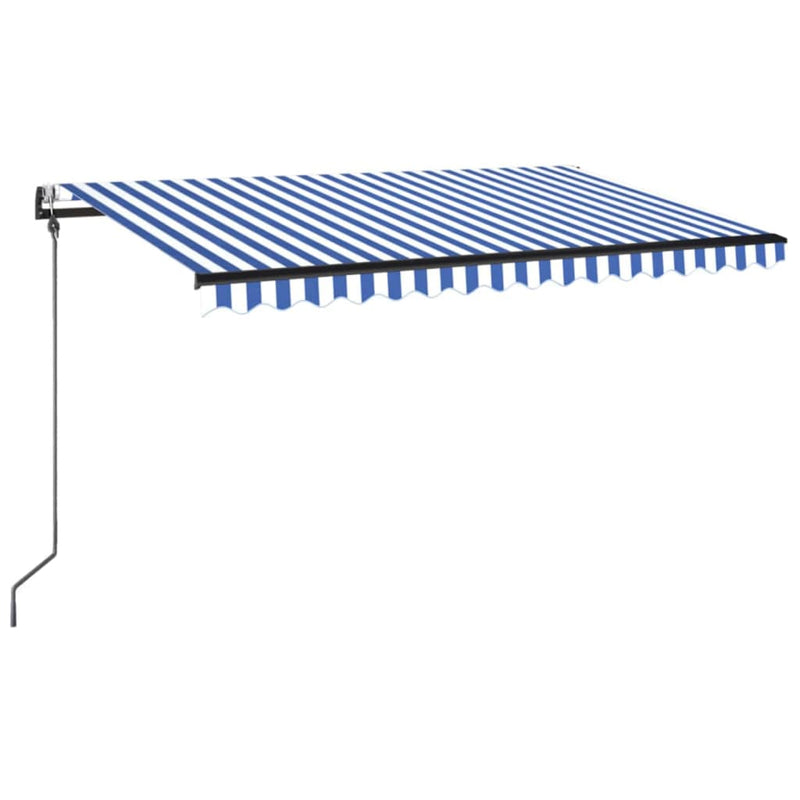 Load image into Gallery viewer, VidaXL Luifel automatisch met LED en windsensor 450x350 cm blauw wit
