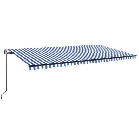 VidaXL Luifel automatisch met LED en windsensor 600x350 cm blauw wit