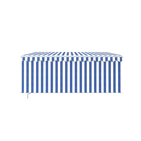 VidaXL Luifel handmatig uittrekbaar met rolgordijn 3x2,5 m blauw wit