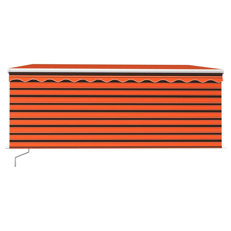 Afbeelding laden in galerijviewer, Vidaxl luifel handmatig uittrekbaar gordijn led 3,5x2,5 m oranje bruin
