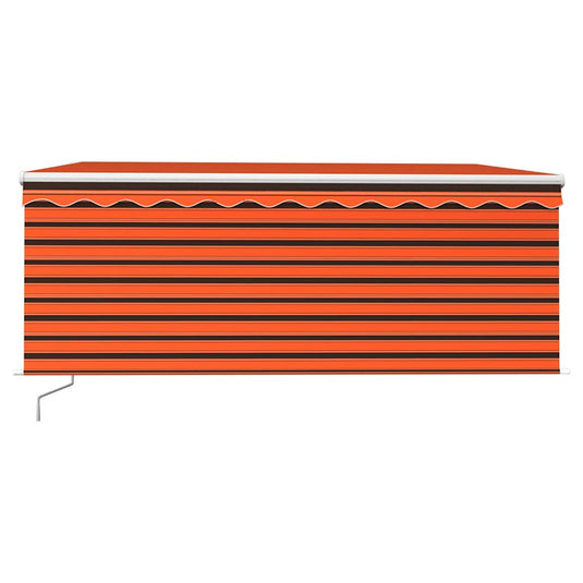 Vidaxl luifel handmatig uittrekbaar gordijn led 3,5x2,5 m oranje bruin