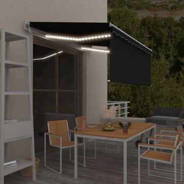 Vidaxl luifel met rolgordijn, led en windsensor 3,5x2,5 m antraciet