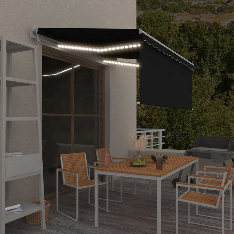Load image into Gallery viewer, Vidaxl luifel met rolgordijn, led en windsensor 3,5x2,5 m antraciet
