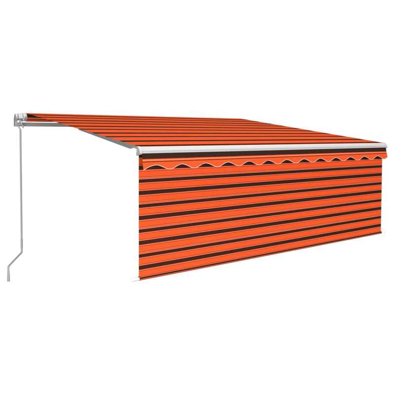 Load image into Gallery viewer, VidaXL Luifel handmatig uittrekbaar rolgordijn LED 4x3 m oranje bruin
