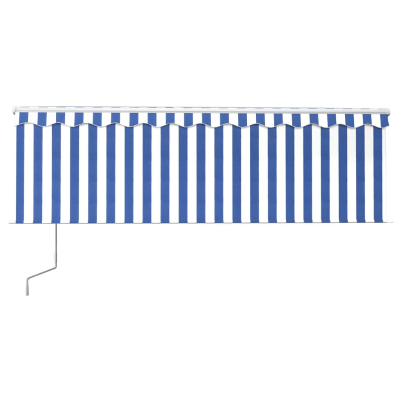 Load image into Gallery viewer, VidaXL Luifel automatisch uittrekbaar met rolgordijn 4,5x3 m blauw wit
