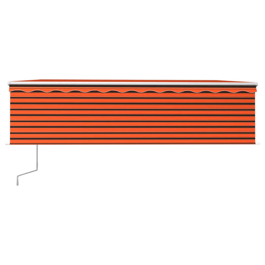 VidaXL Luifel automatisch rolgordijn LED windsensor 5x3 m oranje bruin