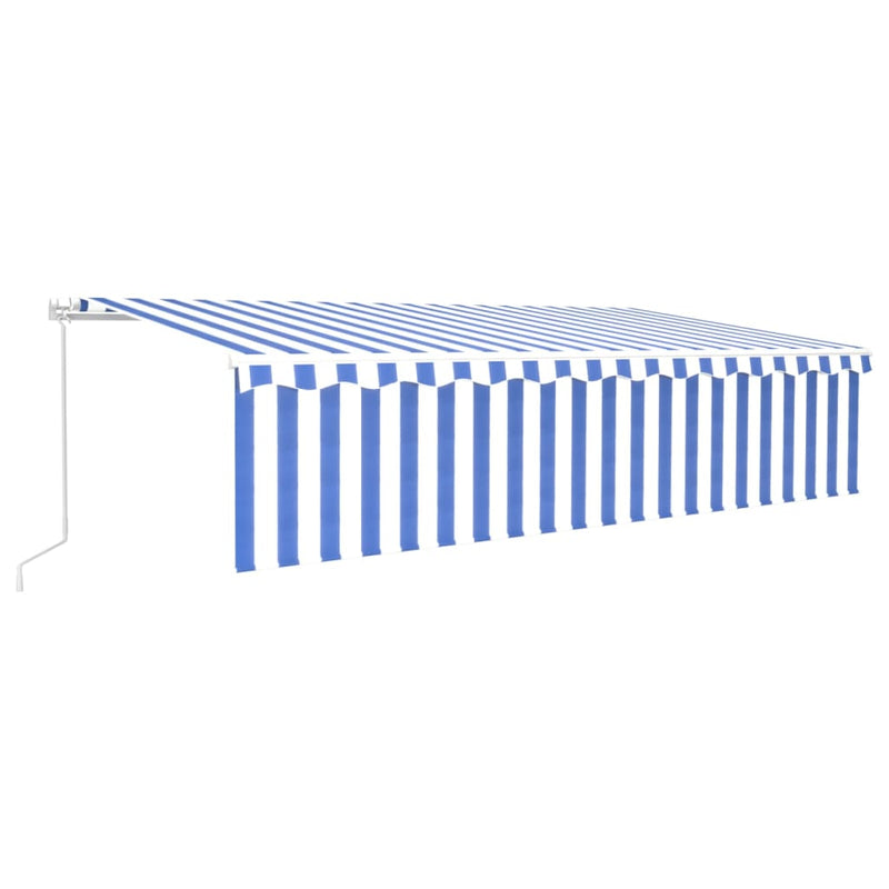 Load image into Gallery viewer, VidaXL Luifel handmatig uittrekbaar met rolgordijn 6x3 m blauw en wit
