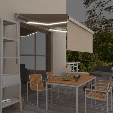 Vidaxl luifel handmatig uittrekbaar met rolgordijn led 3x2,5 m crème