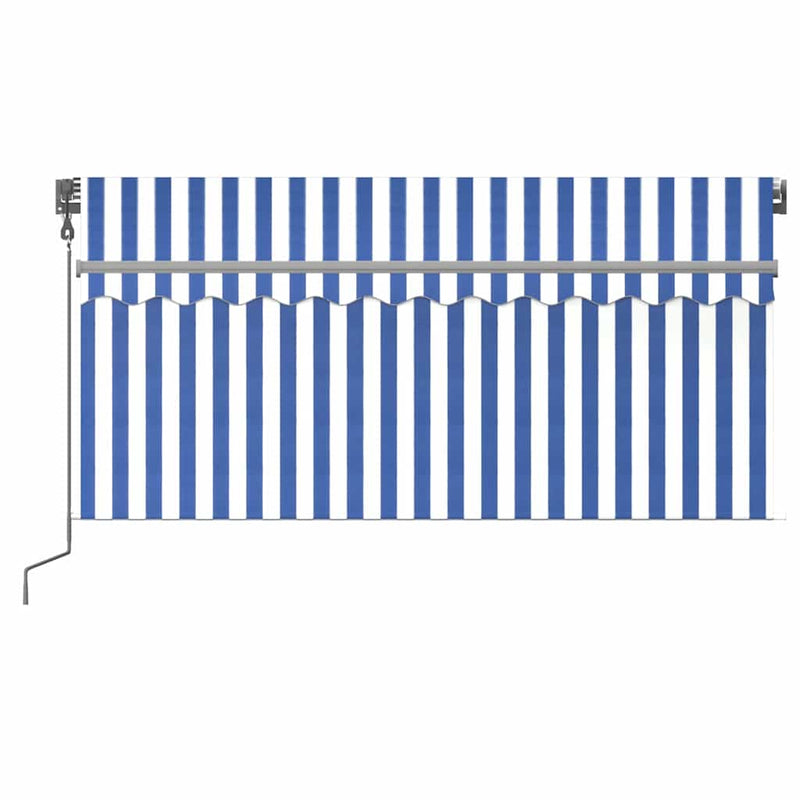 Load image into Gallery viewer, Vidaxl luifel automatisch met gordijn led windsensor 3x2,5 m blauw wit
