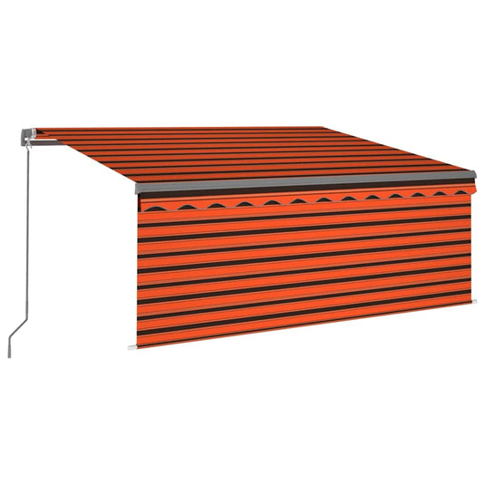 Vidaxl luifel handmatig uittrekbaar gordijn led 3,5x2,5 m oranje bruin