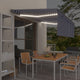 VidaXL Luifel met rolgordijn, LED en windsensor 4,5x3 m blauw en wit