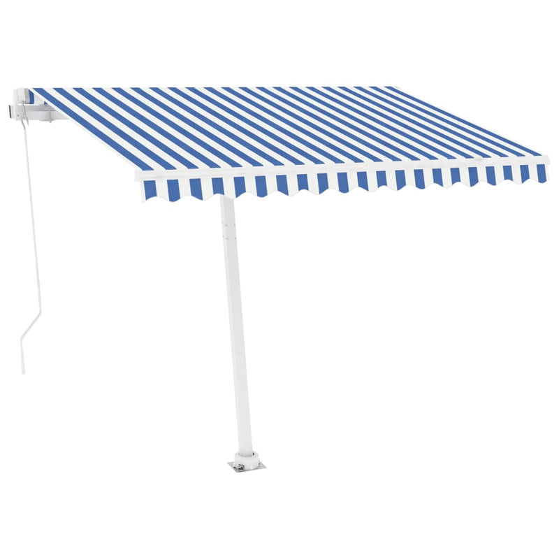 Load image into Gallery viewer, VidaXL Luifel vrijstaand handmatig uittrekbaar 300x250 cm blauw en wit
