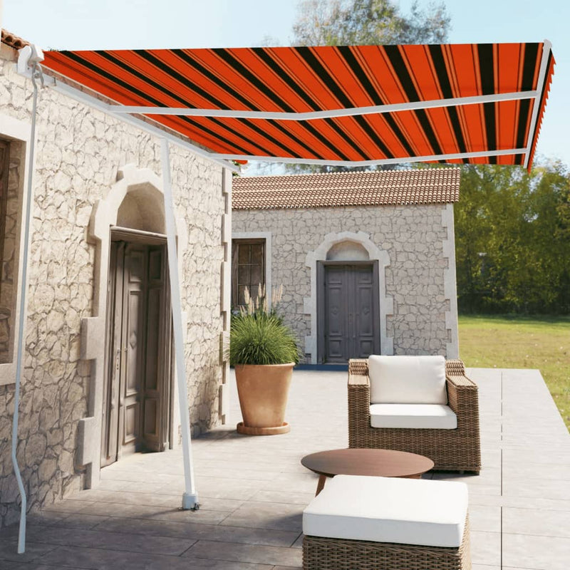 Load image into Gallery viewer, VidaXL Luifel vrijstaand handmatig uittrekbaar 350x250 cm oranje bruin
