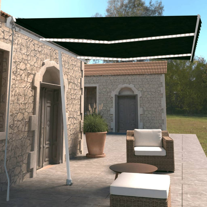 Load image into Gallery viewer, VidaXL Luifel handmatig uittrekbaar met LED 350x250 cm antracietkleur
