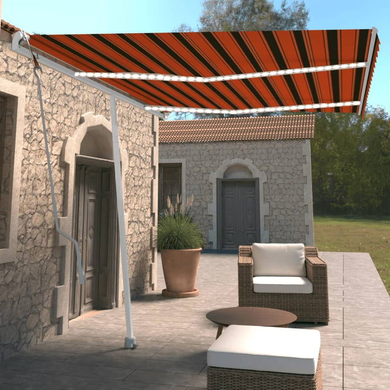 Load image into Gallery viewer, VidaXL Luifel automatisch met LED windsensor 350x250 cm oranje bruin
