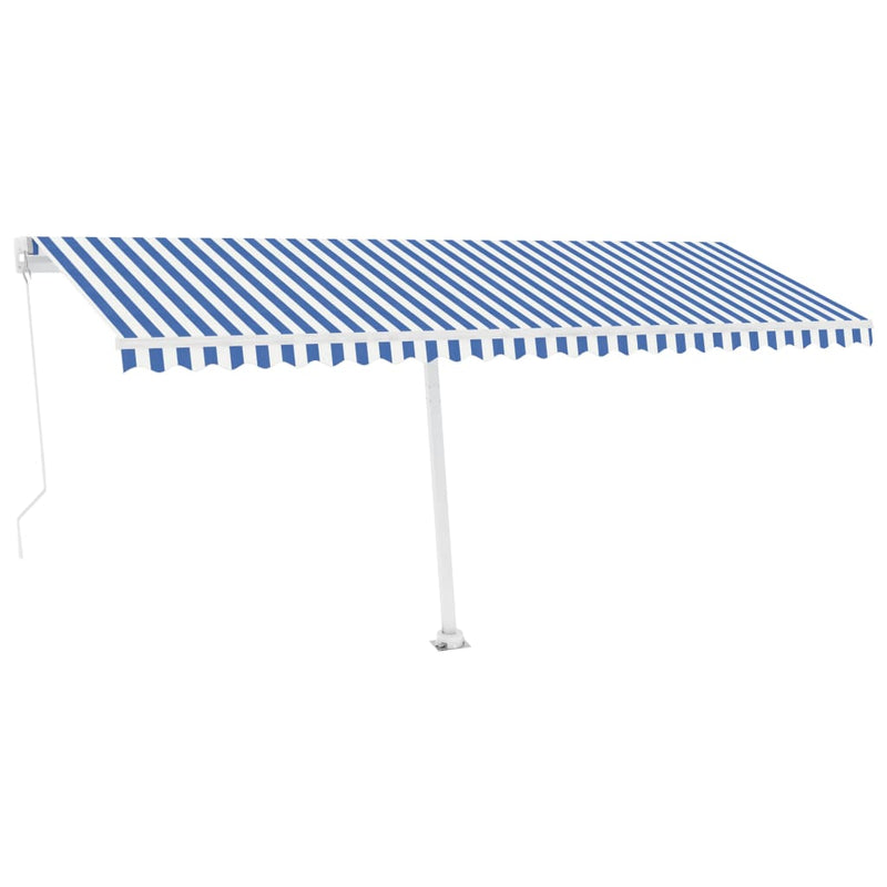 Load image into Gallery viewer, VidaXL Luifel vrijstaand handmatig uittrekbaar 500x300 cm blauw en wit
