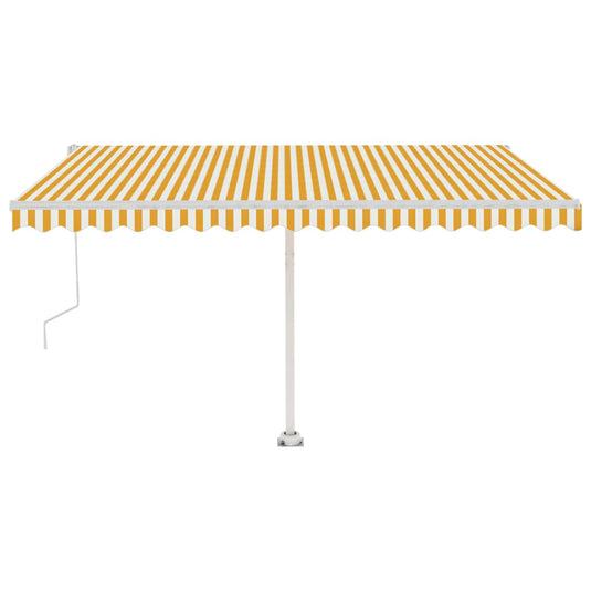 VidaXL Luifel vrijstaand automatisch 450x350 cm geel en wit