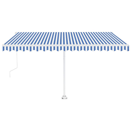 VidaXL Luifel automatisch met LED en windsensor 450x350 cm blauw wit