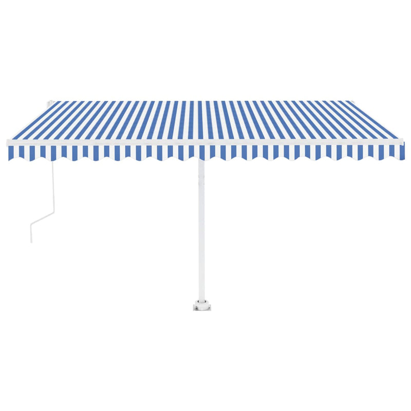 Load image into Gallery viewer, VidaXL Luifel automatisch met LED en windsensor 450x350 cm blauw wit
