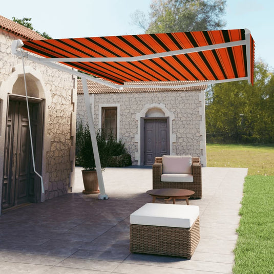 VidaXL Luifel vrijstaand handmatig uittrekbaar 500x350 cm oranje bruin