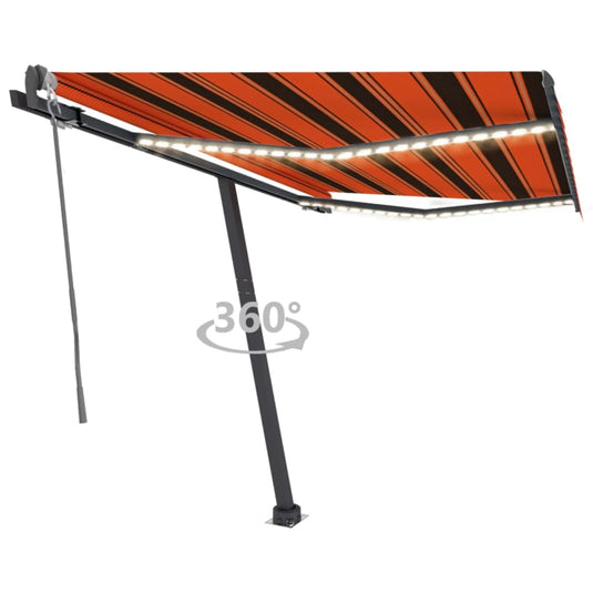 VidaXL Luifel automatisch met LED windsensor 300x250 cm oranje bruin
