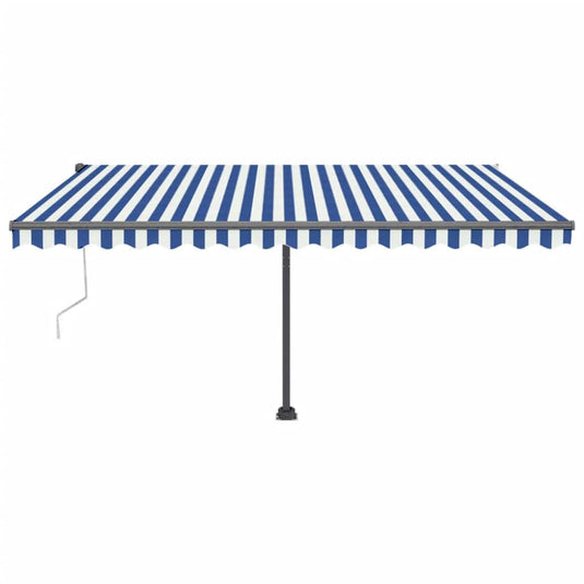 VidaXL Luifel automatisch met LED en windsensor 450x300 cm blauw wit