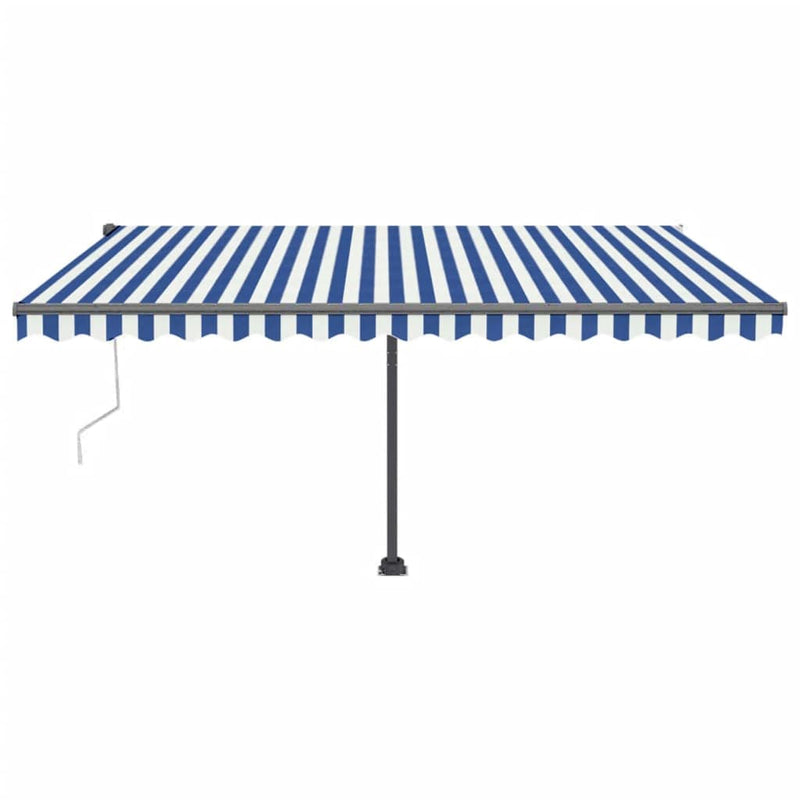 Load image into Gallery viewer, VidaXL Luifel automatisch met LED en windsensor 450x300 cm blauw wit
