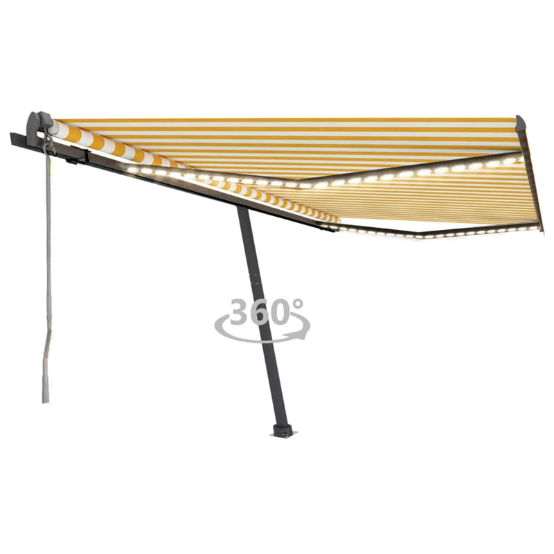 Load image into Gallery viewer, VidaXL Luifel automatisch met LED en windsensor 450x300 cm geel en wit
